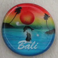 Magnet With Airbrushed, Handcarved From Albesia Wood