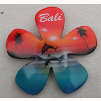 Magnet With Airbrushed, Handcarved From Albesia Wood