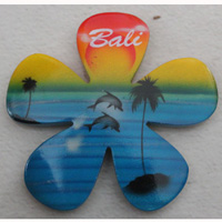 Magnet With Airbrushed, Handcarved From Albesia Wood