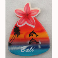 Magnet With Airbrushed, Handcarved From Albesia Wood