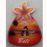 Magnet With Airbrushed, Handcarved From Albesia Wood