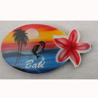 Magnet With Airbrushed, Handcarved From Albesia Wood