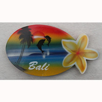 Magnet With Airbrushed, Handcarved From Albesia Wood