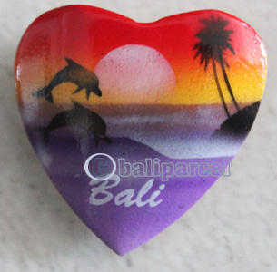Magnet With Airbrushed, Handcarved From Albesia Wood