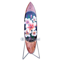 Wooden Surfboard Airbrused, Handcarved From Pinus Wood