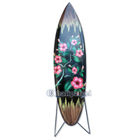 Wooden Surfboard Airbrused, Handcarved From Pinus Wood 