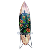 Wooden Surfboard Airbrused, Handcarved From Pinus Wood