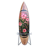 Wooden Surfboard Airbrused, Handcarved From Pinus Wood 