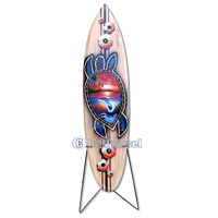 Wooden Surfboard Airbrused, Handcarved From Pinus Wood