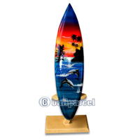 Wooden Surfboard Airbrused, Handcarved From Pinus Wood 