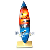 Wooden Surfboard Airbrused, Handcarved From Pinus Wood 