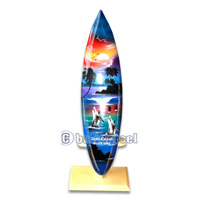 Wooden Surfboard Airbrused, Handcarved From Pinus Wood