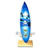Wooden Surfboard Airbrused, Handcarved From Pinus Wood
