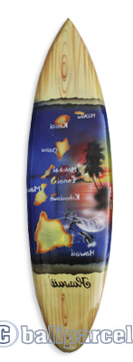 Wooden Surfboard Airbrused, Handcarved From Pinus Wood 