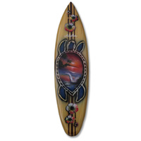 Wooden Surfboard Airbrused, Handcarved From Pinus Wood 