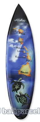 Wooden Surfboard Airbrused, Handcarved From Pinus Wood 