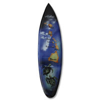 Wooden Surfboard Airbrused, Handcarved From Pinus Wood 