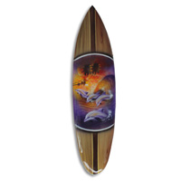 Wooden Surfboard Airbrused, Handcarved From Pinus Wood 