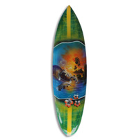 Wooden Surfboard Airbrused, Handcarved From Pinus Wood 