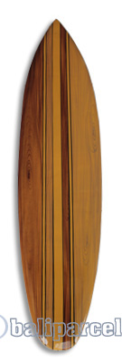 Wooden Surfboard Airbrused, Handcarved From Pinus Wood 