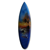 Wooden Surfboard Airbrused, Handcarved From Pinus Wood 