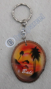 Slice Keychains Wood With Airbrushed