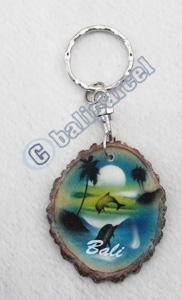 Slice Keychains Wood With Airbrushed