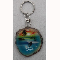 Slice Keychains Wood With Airbrushed