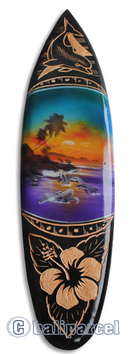 Wooden Surfboard And Carving Combination, Handcarved From Pinus Wood