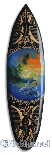 Wooden Surfboard And Carving Combination, Handcarved From Pinus Wood