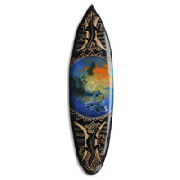 Wooden Surfboard And Carving Combination, Handcarved From Pinus Wood