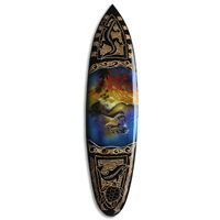 Wooden Surfboard And Carving Combination, Handcarved From Pinus Wood