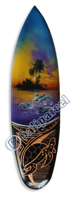 Wooden Surfboard And Carving Combination, Handcarved From Pinus Wood