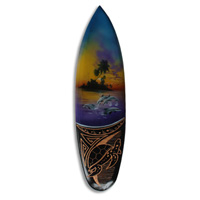 Wooden Surfboard And Carving Combination, Handcarved From Pinus Wood