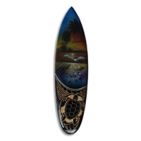 Wooden Surfboard And Carving Combination, Handcarved From Pinus Wood 