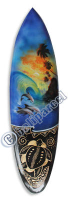 Wooden Surfboard And Carving Combination, Handcarved From Pinus Wood
