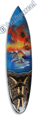 Wooden Surfboard And Carving Combination, Handcarved From Pinus Wood
