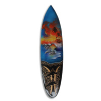 Wooden Surfboard And Carving Combination, Handcarved From Pinus Wood
