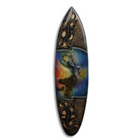 Wooden Surfboard And Carving Combination, Handcarved From Pinus Wood