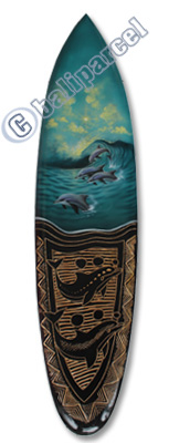 Wooden Surfboard And Carving Combination, Handcarved From Pinus Wood