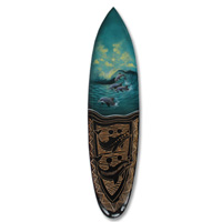 Wooden Surfboard And Carving Combination, Handcarved From Pinus Wood