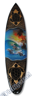 Wooden Surfboard And Carving Combination, Handcarved From Pinus Wood 
