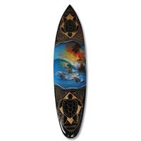 Wooden Surfboard And Carving Combination, Handcarved From Pinus Wood 