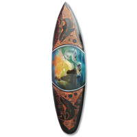 Wooden Surfboard And Carving Combination, Handcarved From Pinus Wood