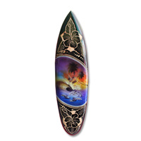 Wooden Surfboard And Carving Combination, Handcarved From Pinus Wood