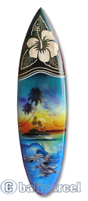 Wooden Surfboard And Carving Combination, Handcarved From Pinus Wood