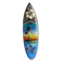 Wooden Surfboard And Carving Combination, Handcarved From Pinus Wood