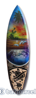 Wooden Surfboard And Carving Combination, Handcarved From Pinus Wood 