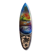 Wooden Surfboard And Carving Combination, Handcarved From Pinus Wood 