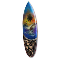 Wooden Surfboard And Carving Combination, Handcarved From Pinus Wood